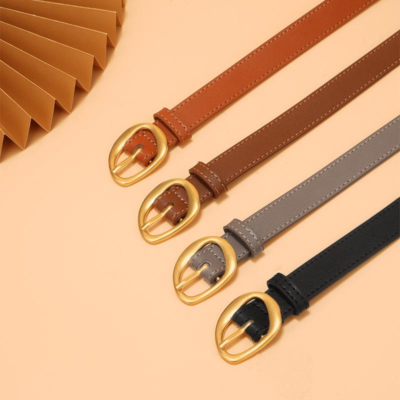Women's Genuine Leather Pin Buckle Belt Decoration Fashionable with Jeans Belt High-end Trouser Belt