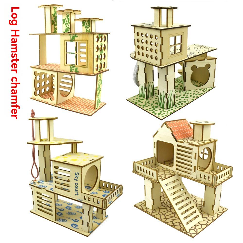 Hamster Chamfer Minipet Toy Tree Nest Ladder Fence Springboard Platform Building Basic Cage Villa