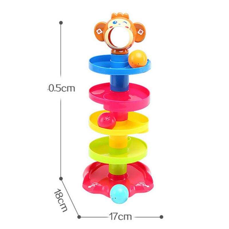 5 Layer Ball Drop and Roll Swirling Tower Development Educational Toy | Stack Drop Go Ramp Toy Set Gift Choice Activity Centre for 1-3 Years, Monkey