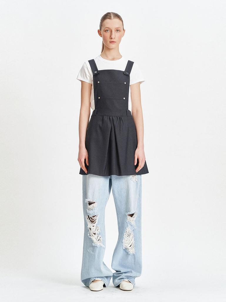 Tuomio Apron-Like Mini Dress [Charcoal]