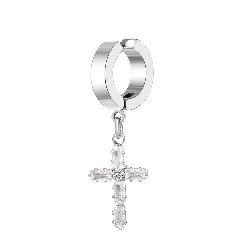 Gothic Rhinestone Cross Dangle Earrings for Women - European and American Style