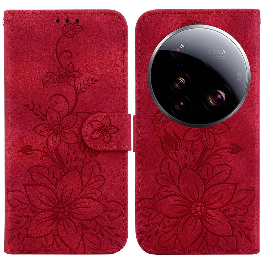Für Xiaomi 15 Ultra Hülle Lily Flower Prägung Leder Handyhülle mit Ständer