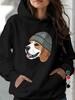 Beagle Wearing Knitted Beanie Women's Hoodies
