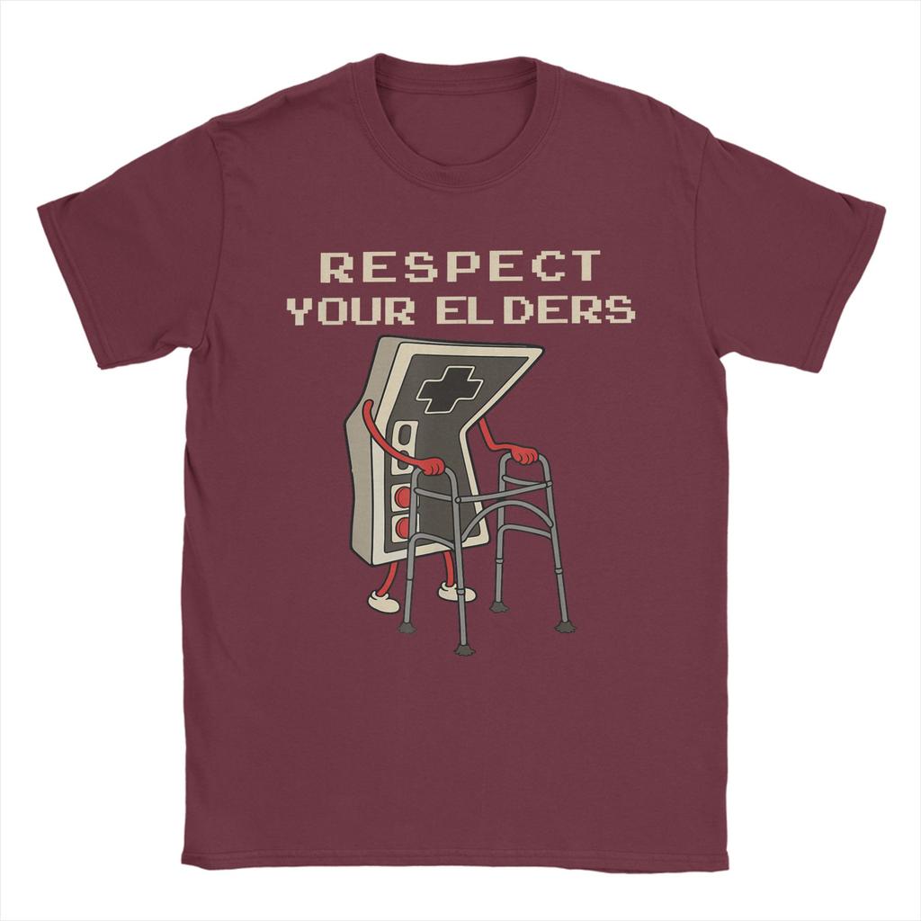 Respect Your Elders Retro Gaming Funny Gamer Controller 80s Cotton TShirt For Adult Summer TShirts O Neck Tees Oversized Tops
