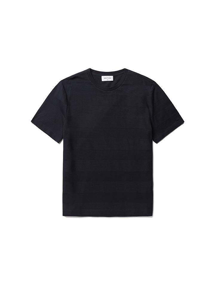 Edition Men S) Textured Stripe Round Short Sleeve T-Shirt_Nee2Tr1912Nv Color: Nv (Navy) / 100