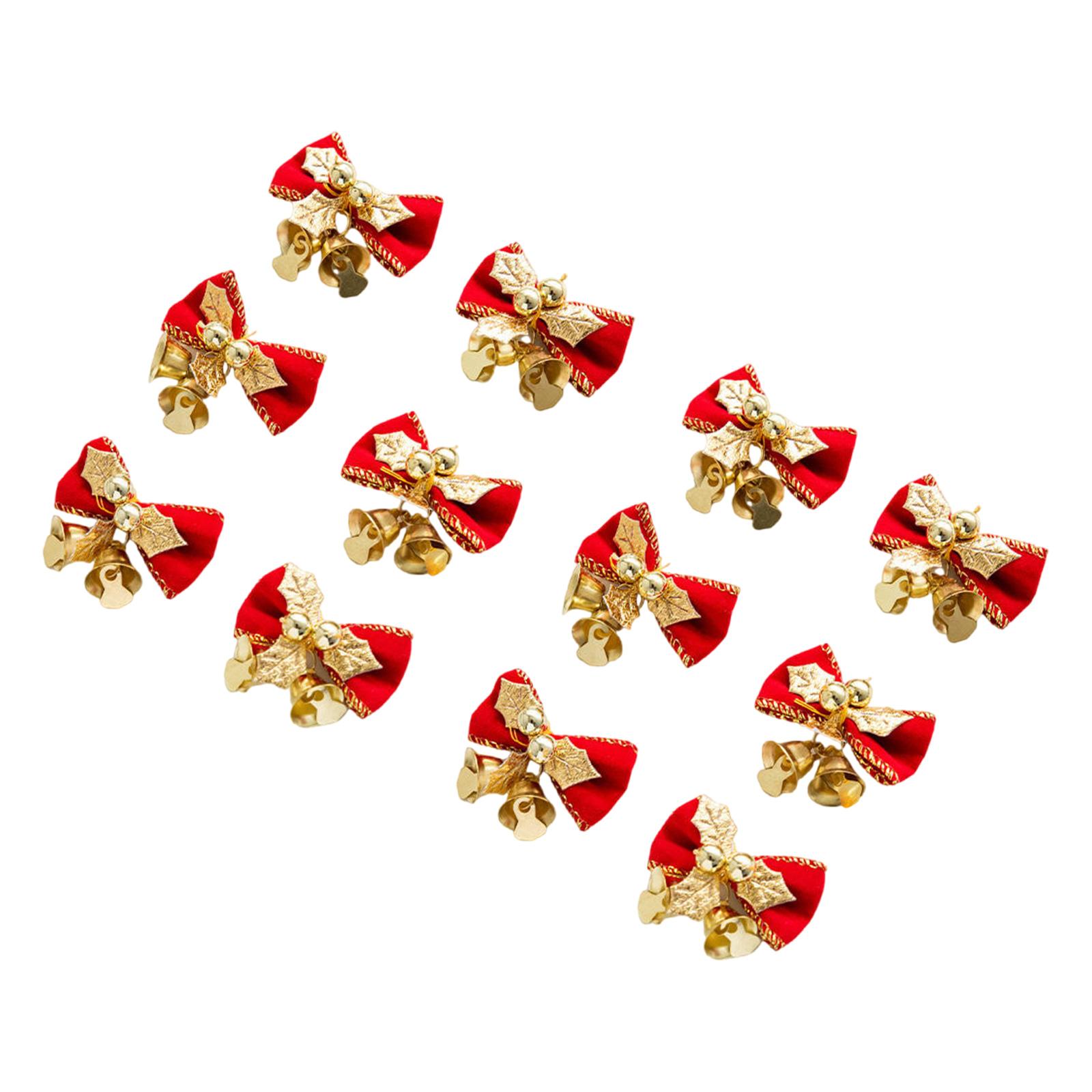 

12 шт. Рождественские банты с колокольчиками Банты из мешковины Украшения для рождественских подарков Упаковка Украшения для свадьбы C