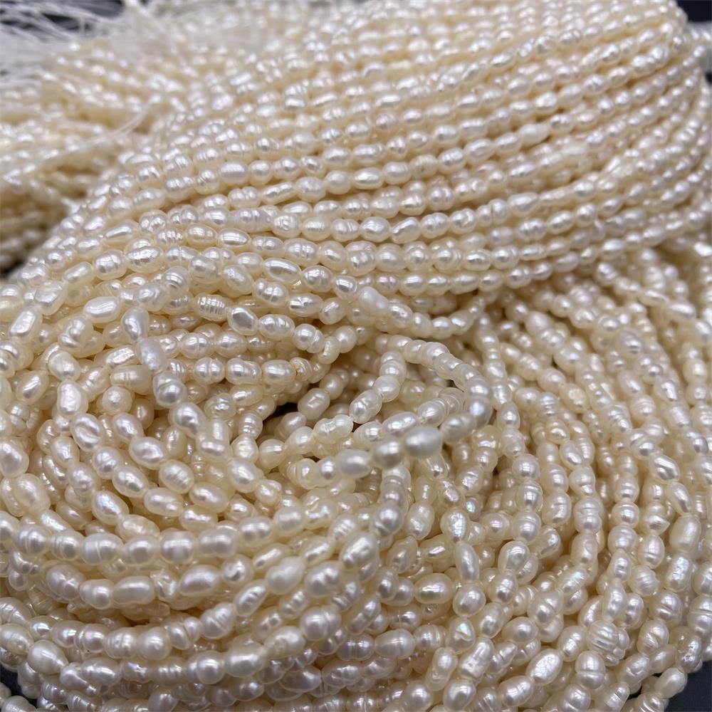 1String, White Natural Freshwater Pearls, Rice-shaped Pearl Beads, 2.8–3.2 mm, for DIY Necklace Bracelet, Jewelry Making, Birthday Party Crafts, 36cm