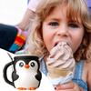 Ice Cream Holder 16oz Ice Cream Cup Spoon Slot Secret Snack Drawer Cute Penguin Design Storage Organizer For Snack Dessert Home
