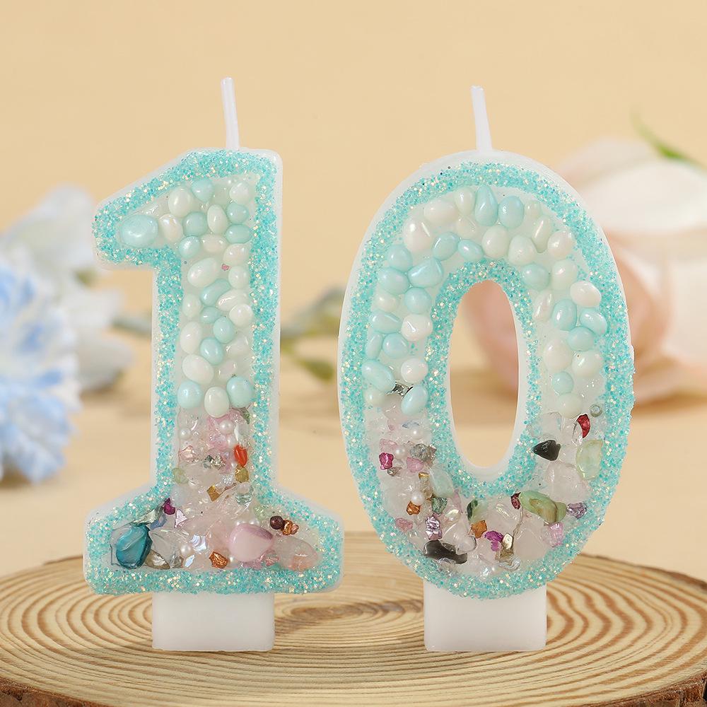 Handmade Double Color Swan Stone Number Candle for Children's First Birthday Cake