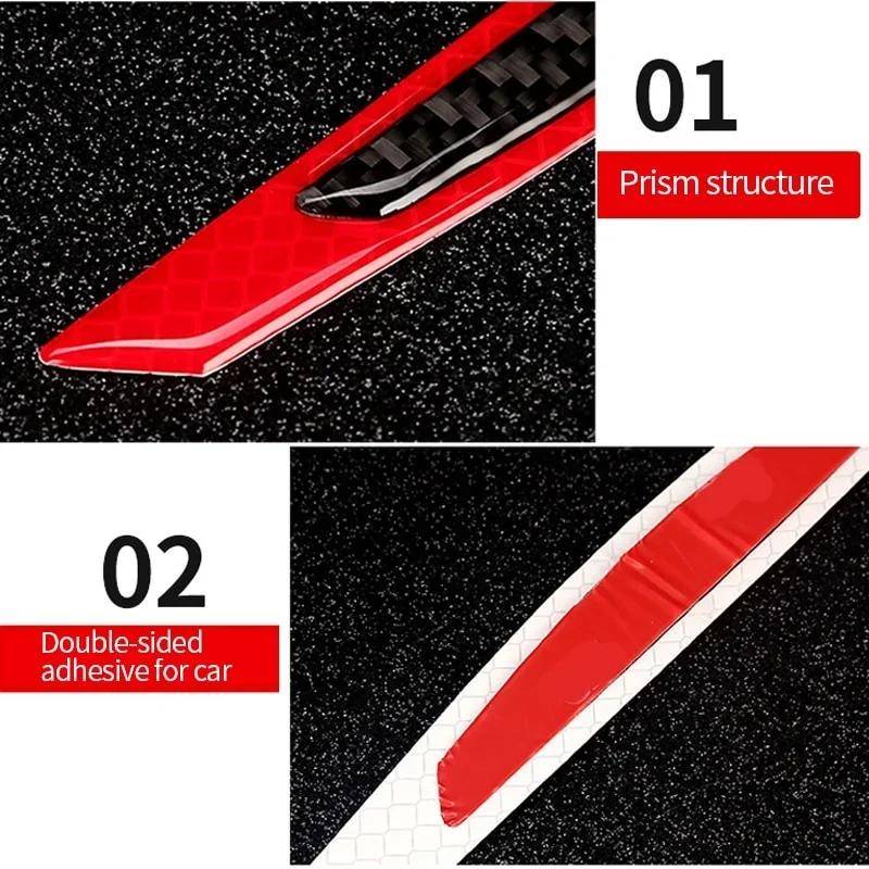 4 ks/sada 5D samolepek a obtisků z uhlíkových vláken Auto reflexní proužek Varování Stylingové lišty Vnější díly
