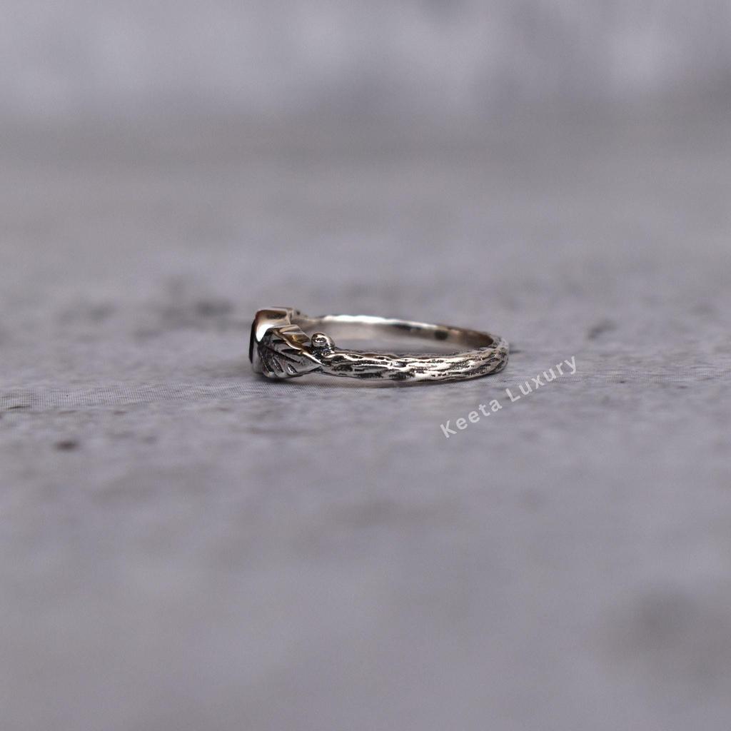 Black Onyx Leafy Design Ring Onyx Minimalist Ring Black Diamond Dainty Stylish Ring Birthday Gift for Her Bridesmaid Jewelry