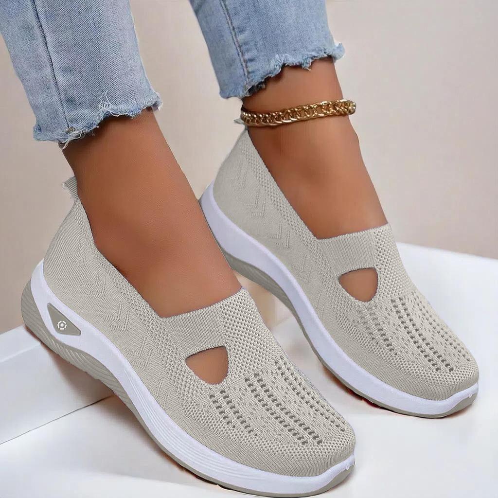 Women's Breathable Mesh Shoes Women Knit Flat Shoes 2026 Summer Women's Shoes Non-slip Lightweight Soft Sole Ladies Casual Shoes