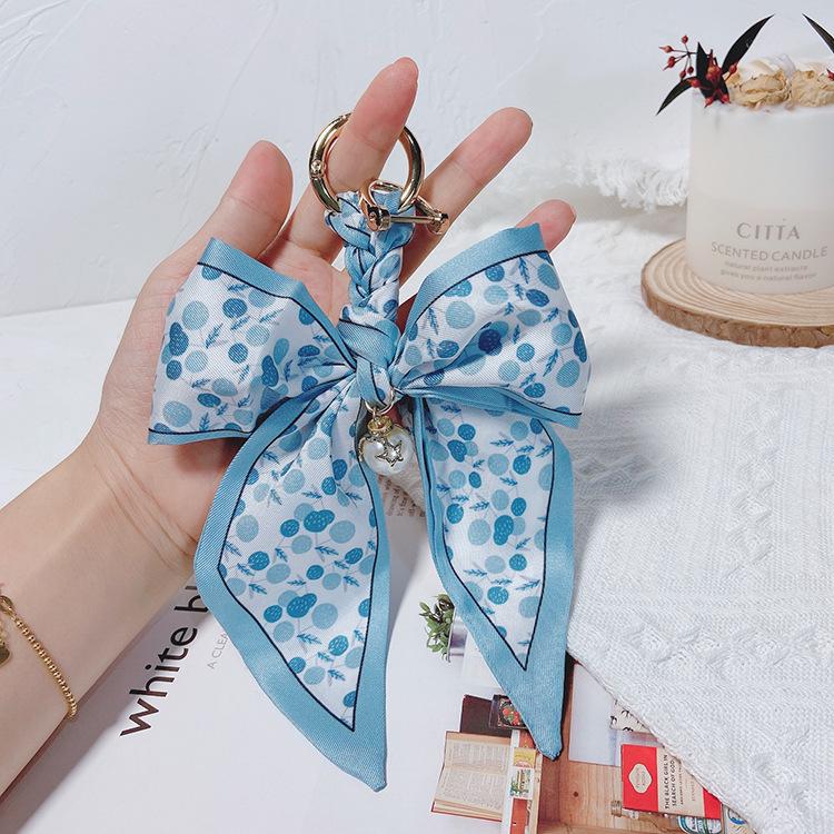 Woven Bow Scarf Keychain - Trendy Car Ring & Women's Bag Pendant