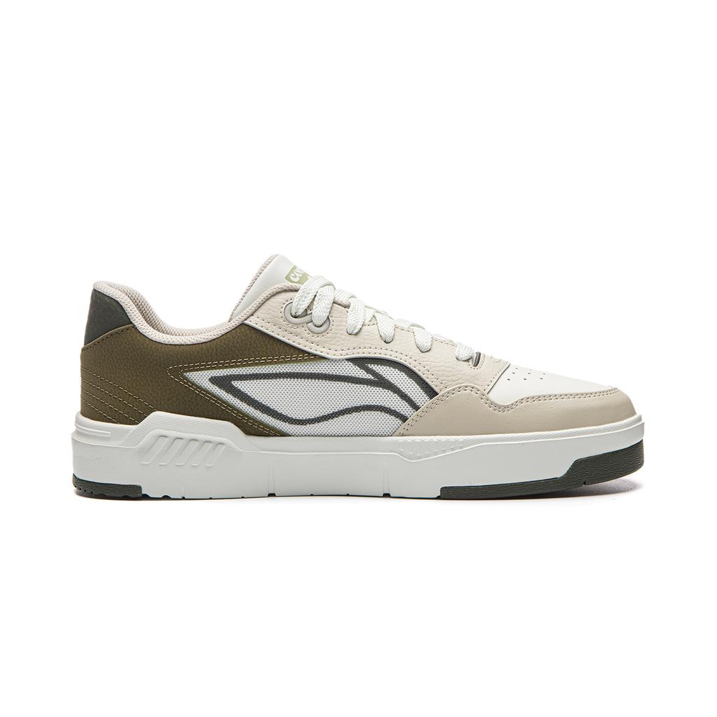 Li Ning Common 80s Fashion Classic Comfortable Versatile Campus Street Trend Low-Top Skate Shoes Men sneaker Dark-Olive-Green White Gray AGCW037-2