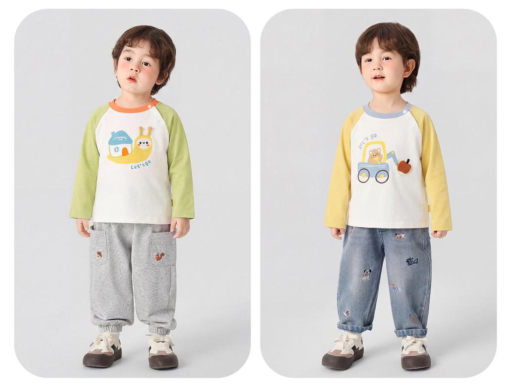 Kaka Panda Pojkar och Flickor Långärmad Vår T-shirt - Trendig Baby Casual Lager på Lager Topp