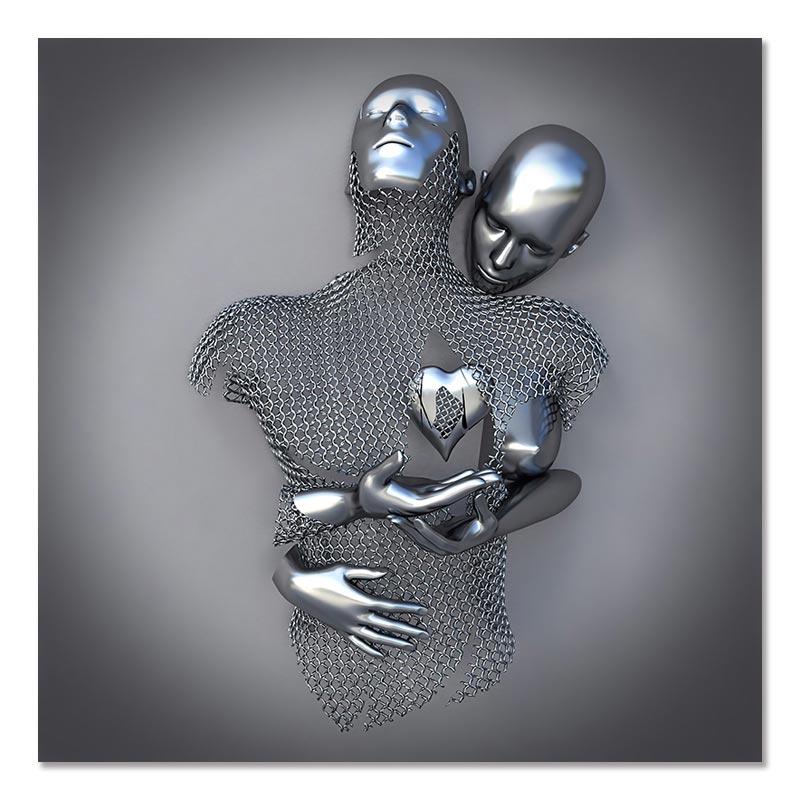 

Металлическая фигура, художественный постер, статуя, холст, картина, романтические абстрактные постеры и принты, настенные панно, современная гостиная, домашний декор 60x60cm no frame