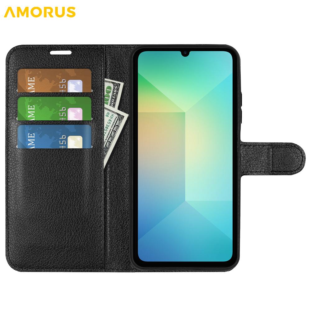 For Samsung Galaxy A06 5G Wallet Case Litchi Texture Shockproof Leather Flip Stand Phone Cover