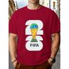 FIFA World Cup Football. Men's Print Short-Sleeve T-Shirt, Trendy Summer Top, Unisex Couple's Round Neck, Comfortable Fit, Essential for Parties