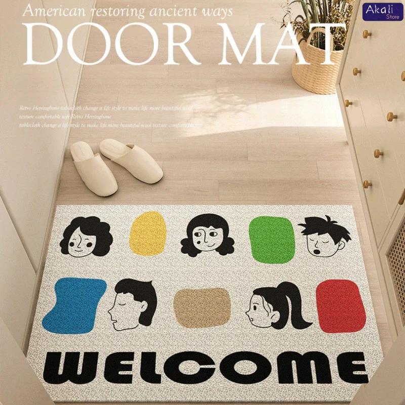 New High Quality Cartoon Entry Floor Mat Pvc Silk Circle Floor Mat Outdoor Welcome Mat Non-slip Home Decoration Carpet