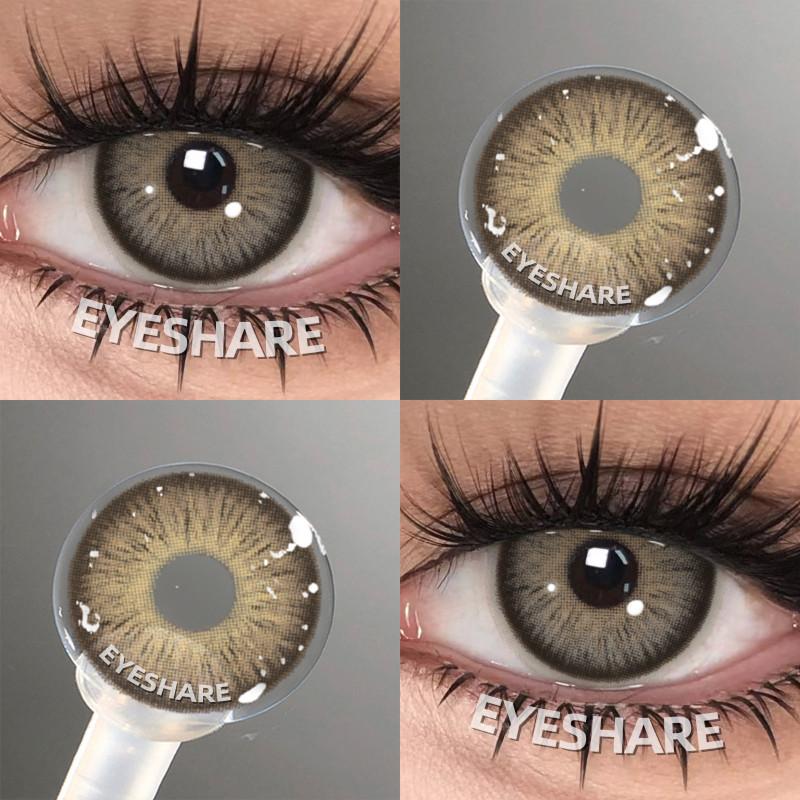 Eyeshare 1 Paar Naturbraune Kontaktlinsen für Augen Graue Pupillen 14,5 mm Große Schönheitsaugen Weiche Linse Kosmetik