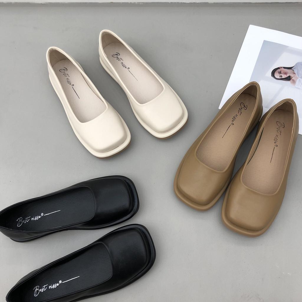 Fashion Women Flat Shoes French Black Square Toe Mary Jane Single Shoes 2024 New Soft Leather Shoes  Flats Women Shoes  Loafers  DRESS