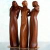 Portable Cute Wooden Sculpture: Celebration of Friendship - Three Sisters