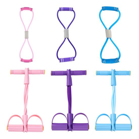 Pedal Resistance Band with Handle 6-Tube Pedal Ankle Puller Elastic Sit-up Pull Rope Men Women Yoga Pedal Workout Band Exercise Equipment