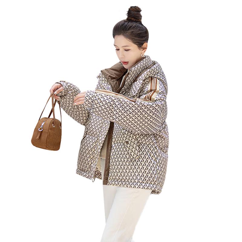 

Sibaishe Women s College Style Hooded Plaid Down Jacket S