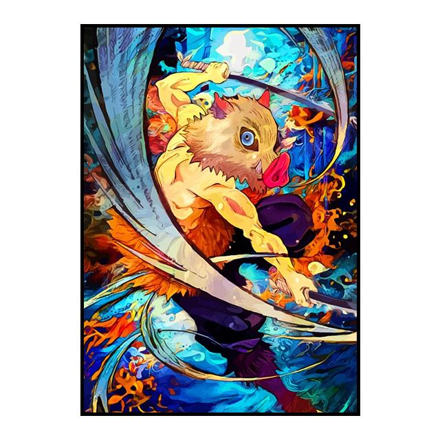 Affiche d'anime Demon Slayer Kamado Tanjirou Décoration murale Agatsuma Zenitsu Peinture décorative Art mural Image Décoration d'intérieur Cadeau Sans cadre