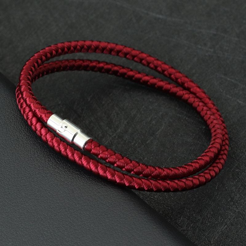 

New Minimalist Rope Bracelet For Men Women Double Safety Buckle Magnetic Couple Braclet Grade A Keel Cord Lucky Red Braslet Gift 20.5cm 8.1inches винный