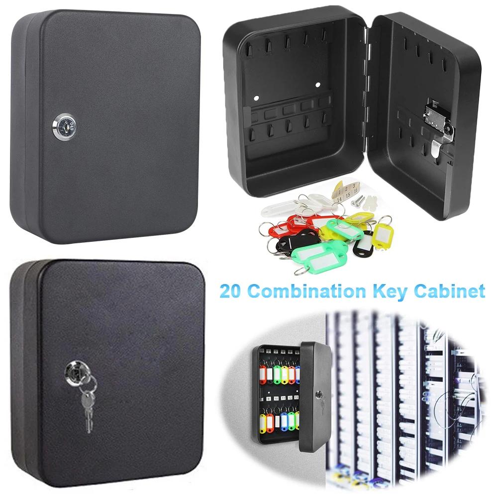 Combination Key Cabinet 20 Key Hooks Key Box Wall Mounted with Key/Code Lock Locking Key Organizer Key Cabinet Security Lock Box
