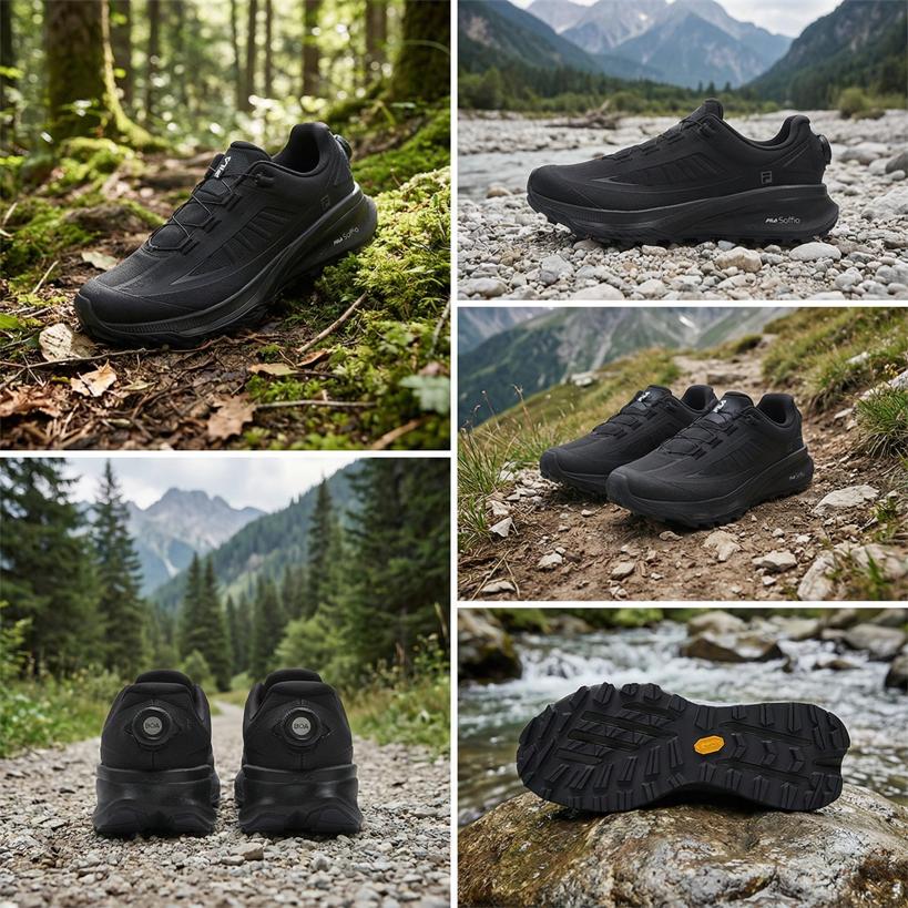 Men's Sneakers FILA LYNX BOA 3+ Outdoor Shoes Men's Low-top Galloping Horse Black