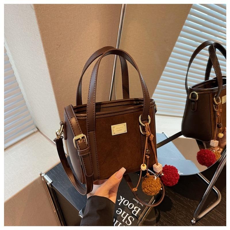 Suede Bag Women's Autumn and Winter New Niche Matte Retro Messenger Bag Bucket Bag