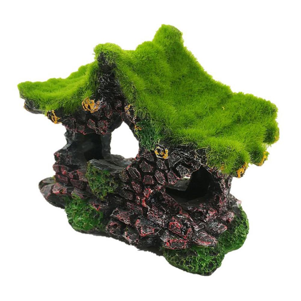 Aquarium Hollow-out Moss Resin Ornament Fish Shrimp Hideout Caves Fish Tank Landscaping Decoration