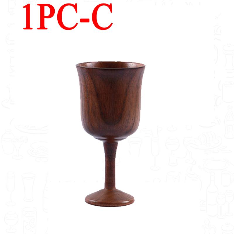 

4/2/1pcs Wood Goblet Cup Natural Red Spruce/Jujube Wooden Wine Water Cup Classical Wine Glass Kitchen,Dining & Bar Drinkware 101-200ml