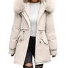 Lässige, warme, vielseitige, einfarbige, dicke Baumwollmanteljacke für Damen mit großem Kragen