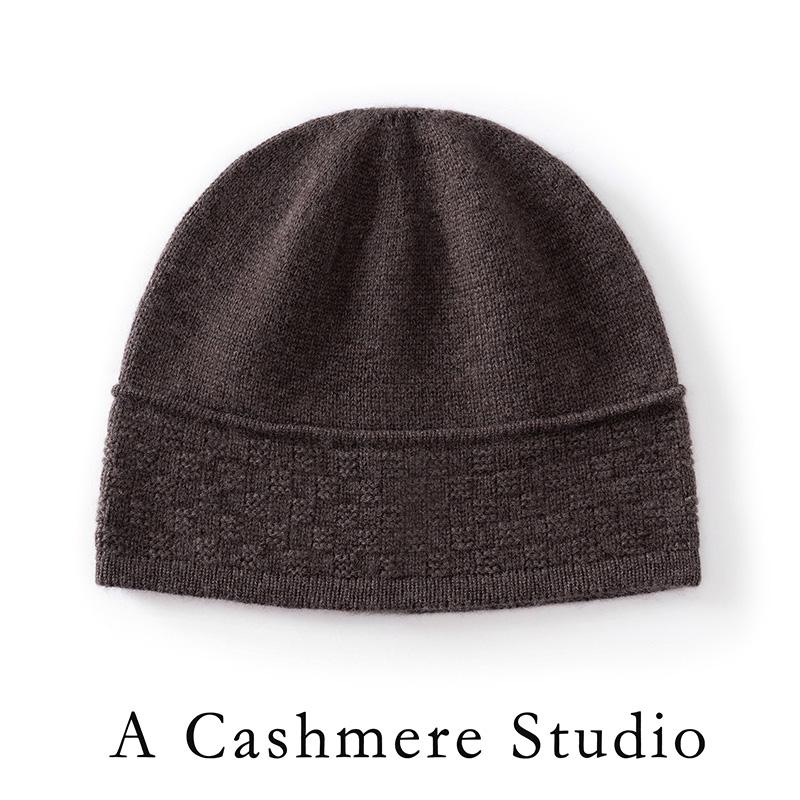 High Quality 100% Cashmere Knitted Hats Winter Warm Adult Women Beanie Fashion Solid Jacquard Hedging Caps