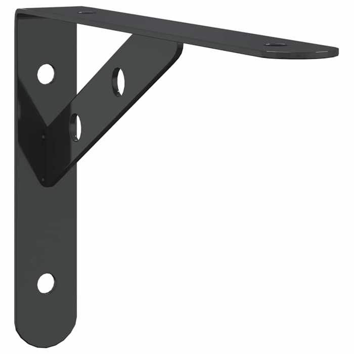 VidaXL Shelf Brackets 4 Pcs 20x2.5x14 Cm Black Stainless Steel, Wall Mount, Wall Shelf Support,, Support 30302
