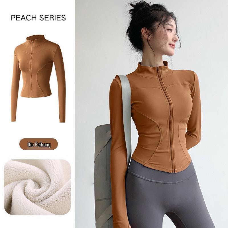 Women's Slim-Fit Fleece-Lined Running Jacket - Autumn/Winter 2025 Yoga & Fitness Long Sleeve.
