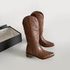 Retro classic versatile thick heel boots women's 2025 new summer pointed head thin and high v-mouth knight boots