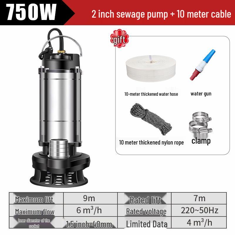 220V Hochleistungs-Tauchpumpe für Haushalt und landwirtschaftliche Bewässerung