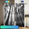 2 Panels Distinctive Metasequoia Art Picture Printed Curtains   Half Blackout Suitable for Artistic Home Decorative Curtains