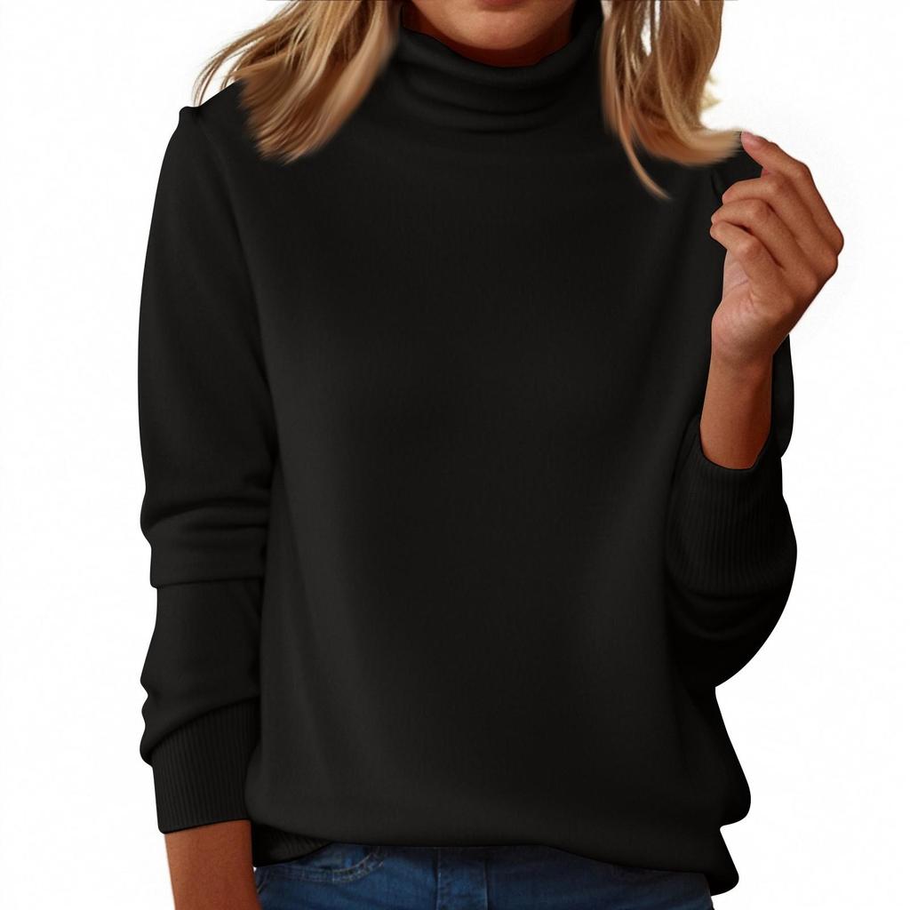 Maglione da Donna a Collo Alto Senza Cuciture, Manica Lunga in Lana, Vestibilità Slim, Temperamento