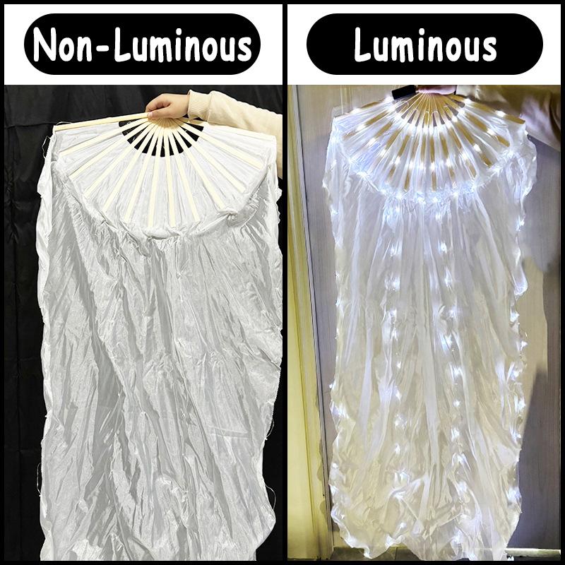 

1 Piece LED Belly Dance Fan Colorful Veil Light Up Luminous Long Silk Fan Women Stage Performence Props Festival Party Decor Fan left hand