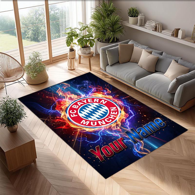 Bayern Munich Printed Crystal Velvet Rug Non‑Slip Crystal Velvet Carpet For Sofa Bedroom Indoor Home Decoration