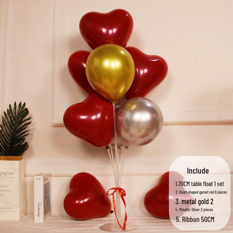 12" Heart-Shaped Red & Black Latex Balloons for Birthdays and Proposals