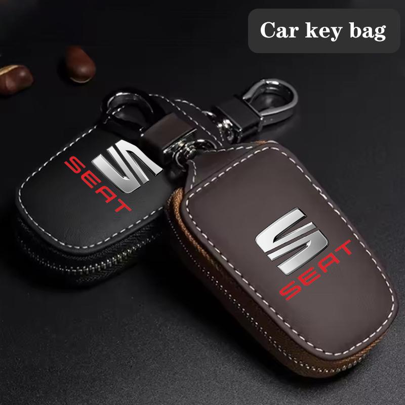 mszh8 Car Keychain Bag Housekeeper Zipper Organizer Key Case For Seat Leon Ibiza Alhambra Exeo Altea Arona Mii IBL Car Accessories