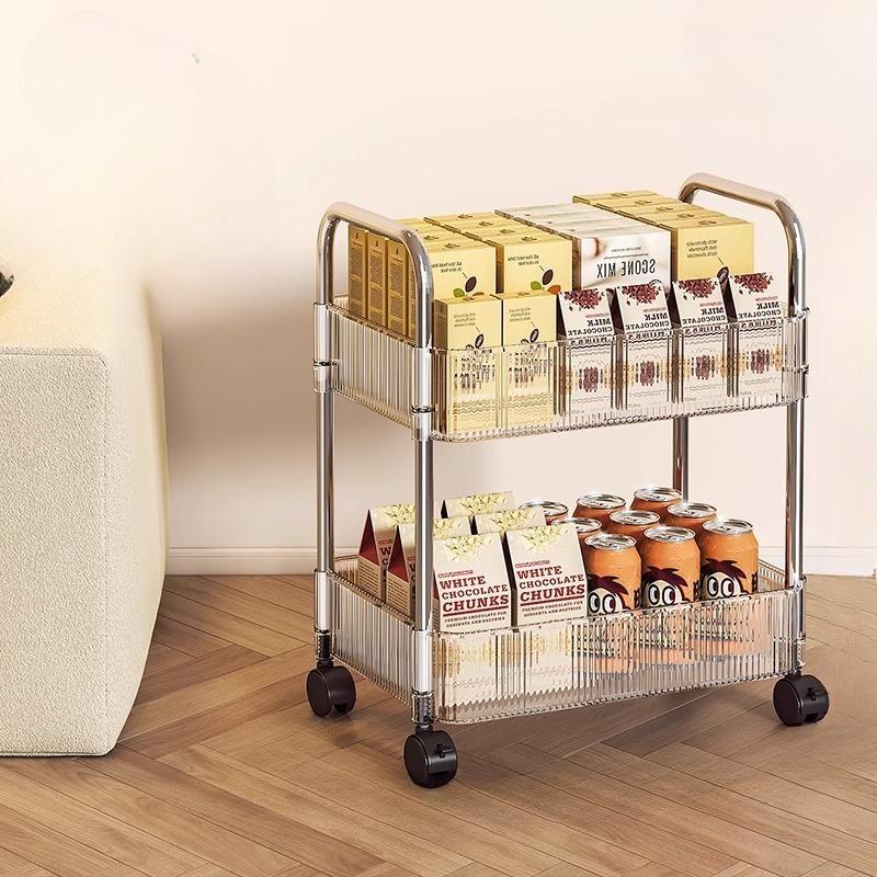Carrello Portaoggetti Multifunzionale Mobile, Stile Trasparente Acrilico, Ruote Girevoli a 360°, Universale per Cucina, Bagno, Camera da Letto e Ufficio