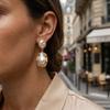 Vintage Baroque Imitation Pearl Drop Earrings for Women Gold Color Irregular Geometric Dangle Earrings Wedding Jewelry Gift