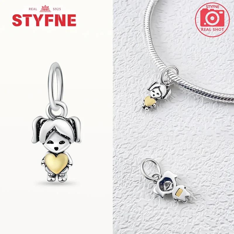 925 Silver New Couple Series Love Boy&Girl Dangle Charms Heart Beads Fit Bracelet for Women Diy Fine Jewelry Gift